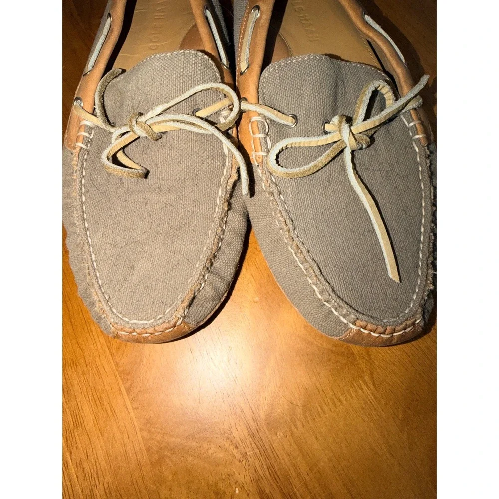 Cole‎ Haan Mens Grant Canvas Leather Driver Loafers Brown C14623 Size 7 M